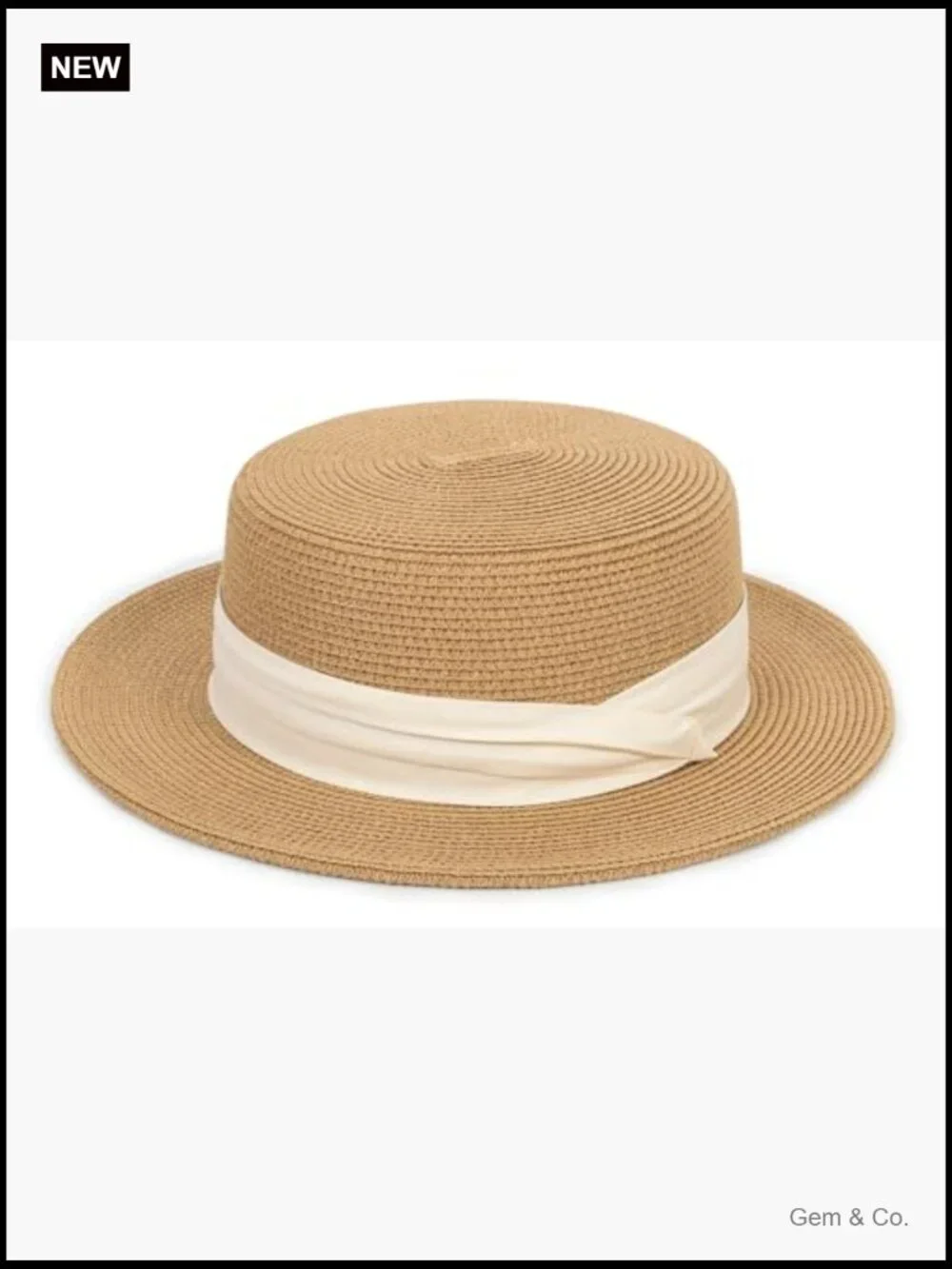 Straw Boater Sun Hat Wide Brim Fedora Panama for Women